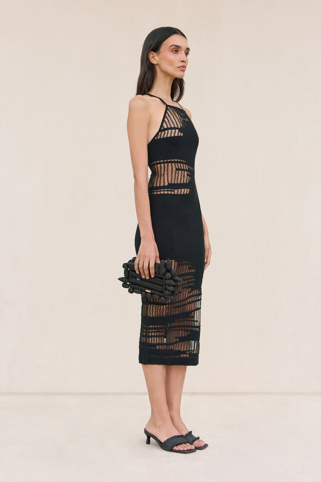 NODIN KNIT COVERUP DRESS - BLACK