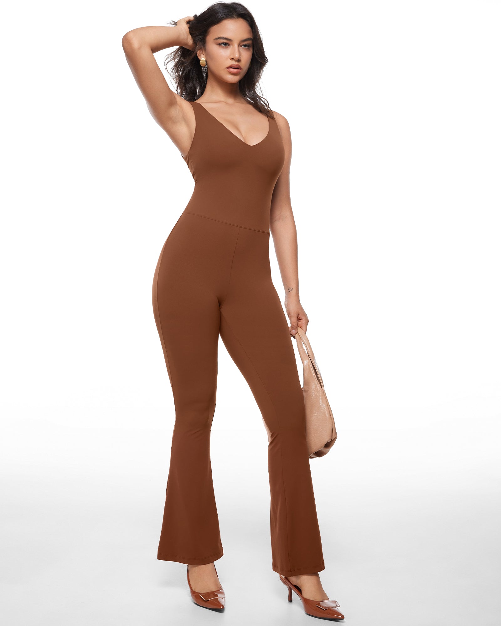Natrelax™ V Neck Flare Jumpsuit