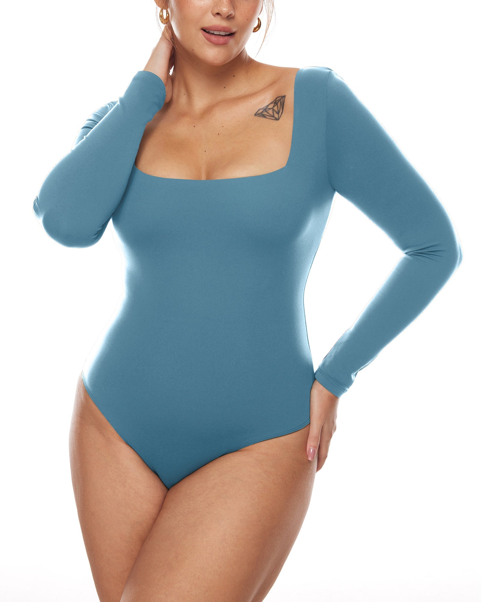 Natrelax™ Sqaure Neck Long Sleeve Bodysuit