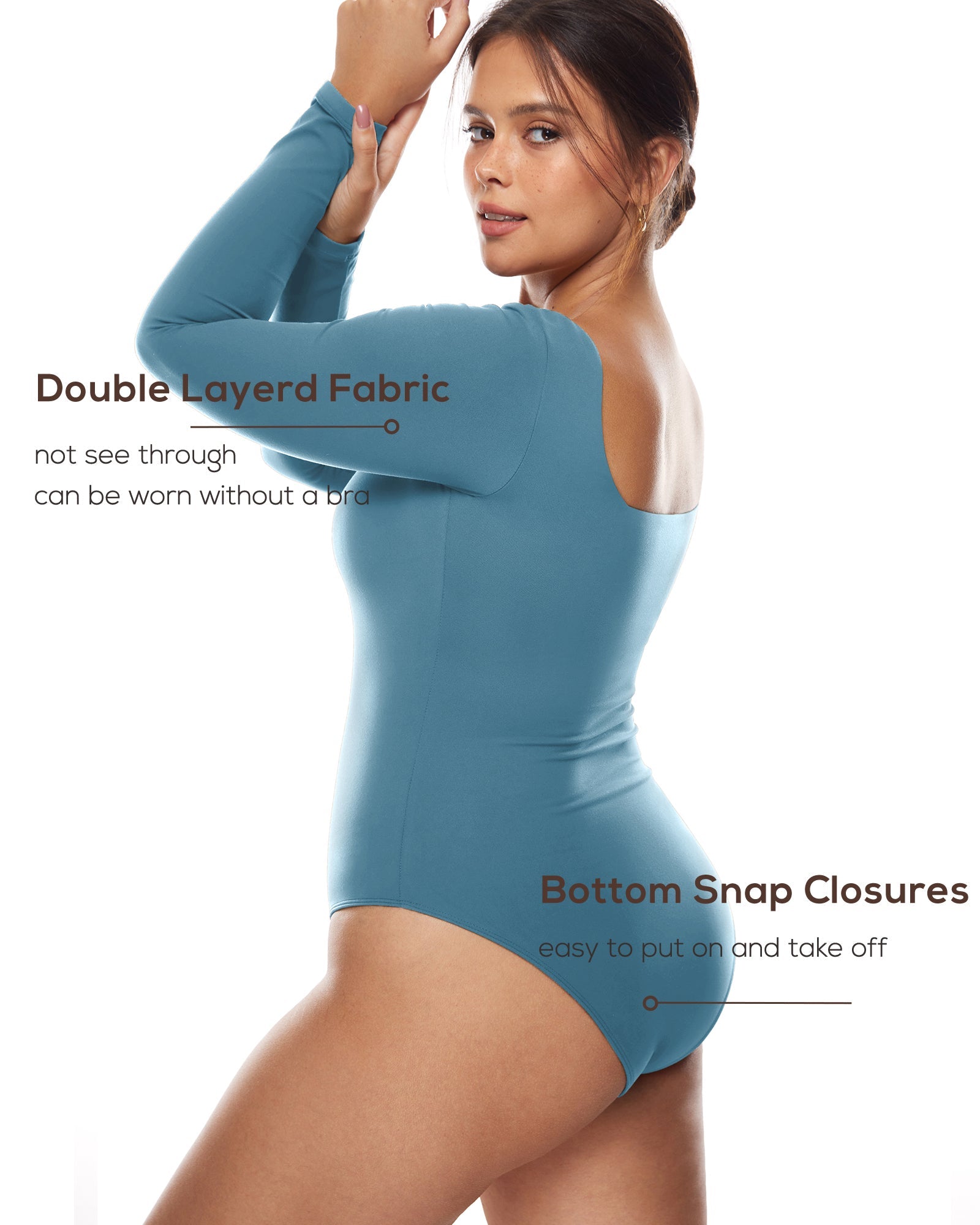 Natrelax™ Sqaure Neck Long Sleeve Bodysuit