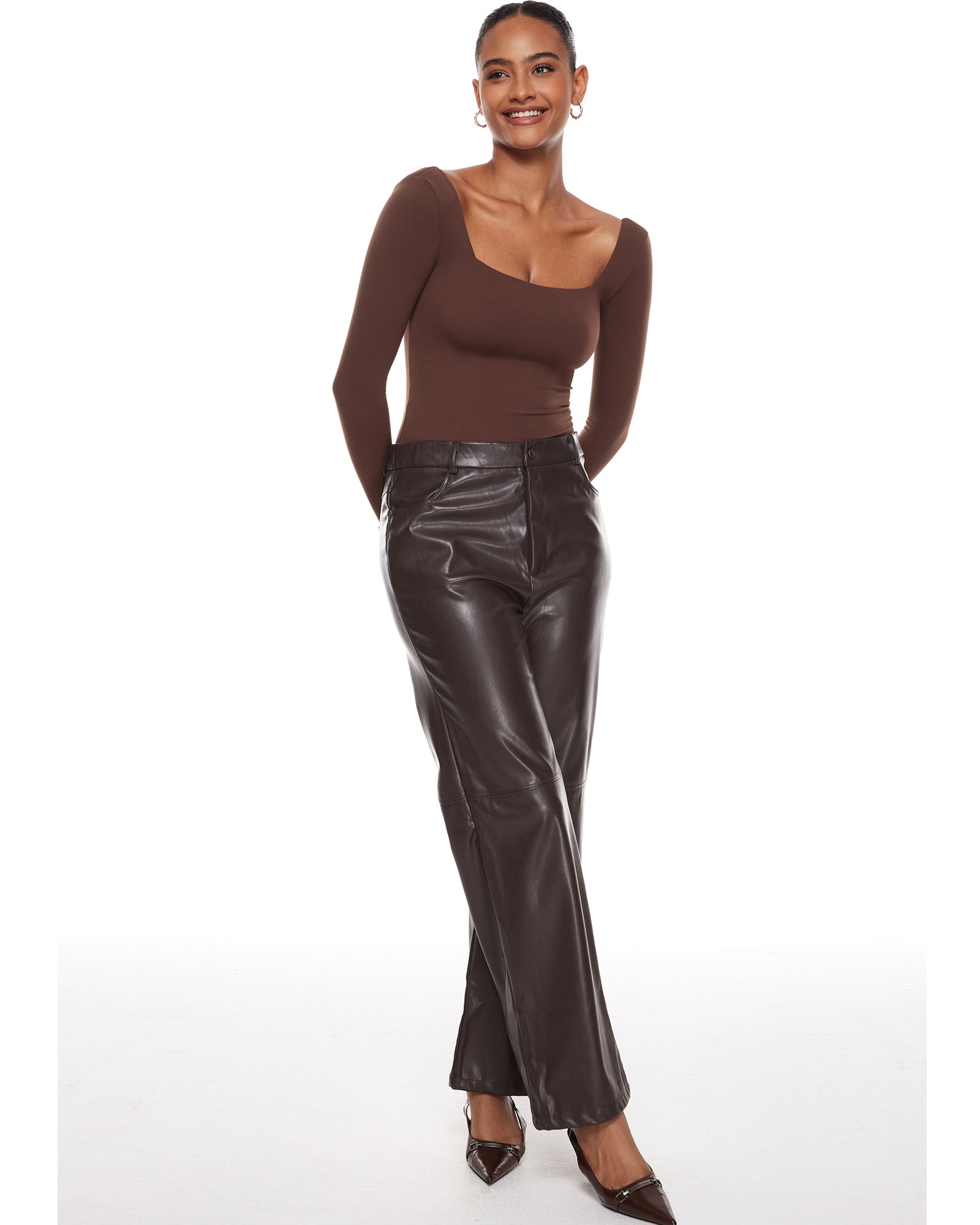 Natrelax™ Sqaure Neck Long Sleeve Bodysuit