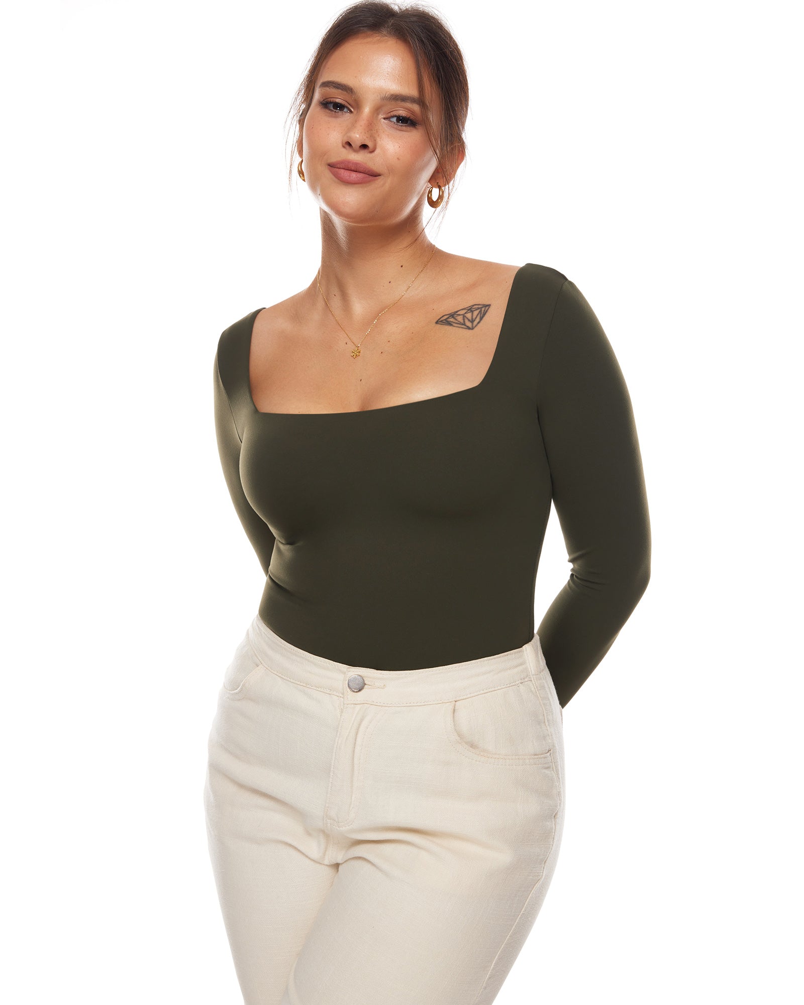 Natrelax™ Sqaure Neck Long Sleeve Bodysuit