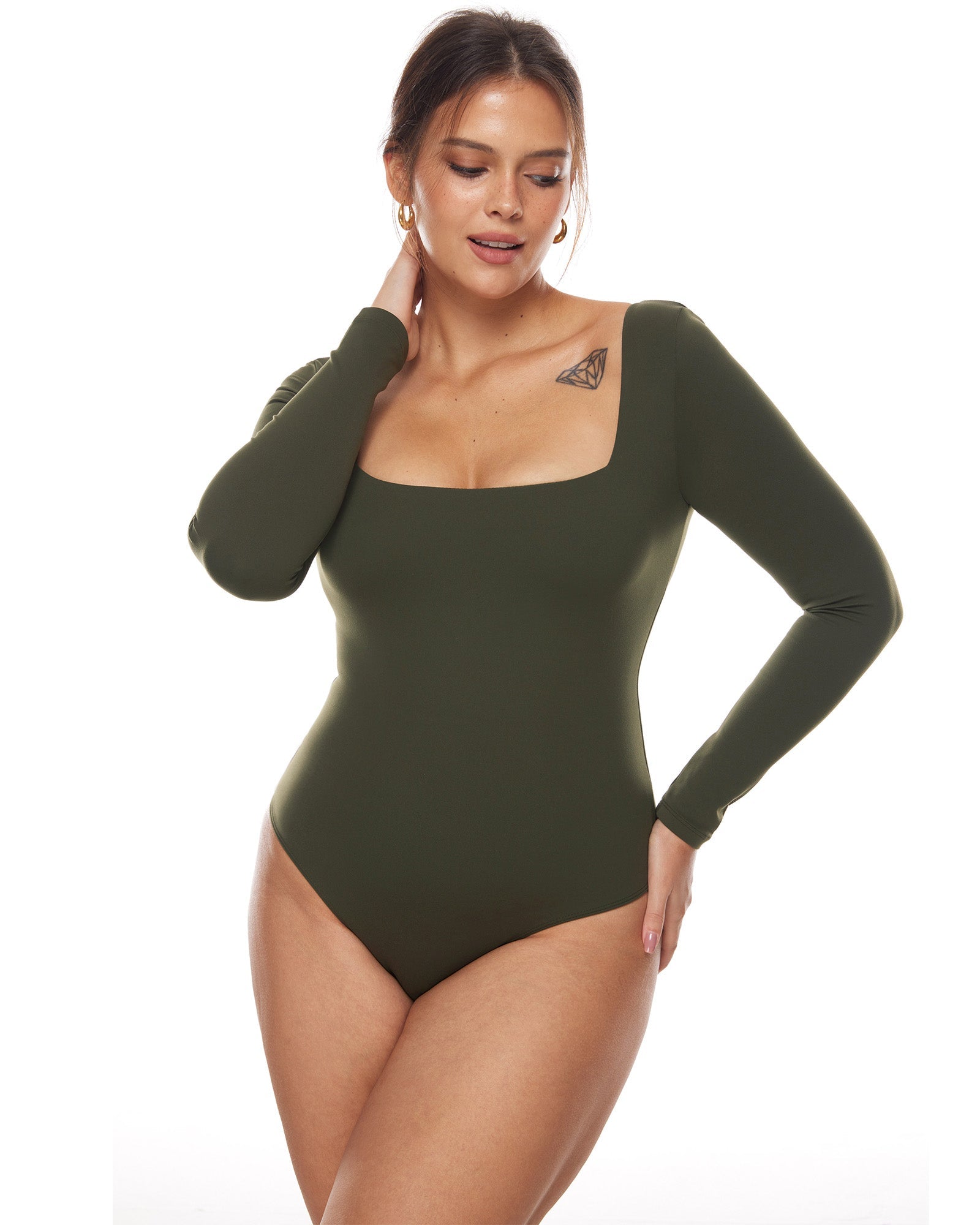 Natrelax™ Sqaure Neck Long Sleeve Bodysuit