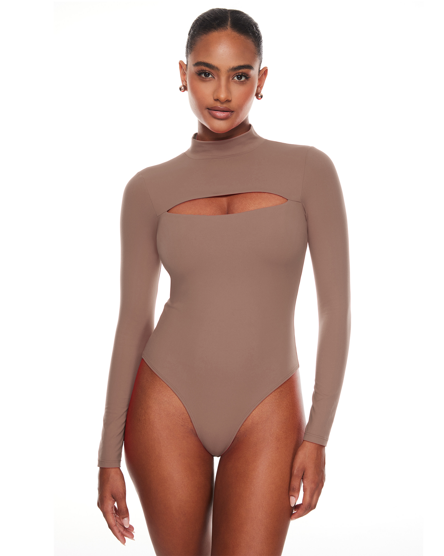 Natrelax™ Long Sleeve Turtleneck Cut Out Bodysuits