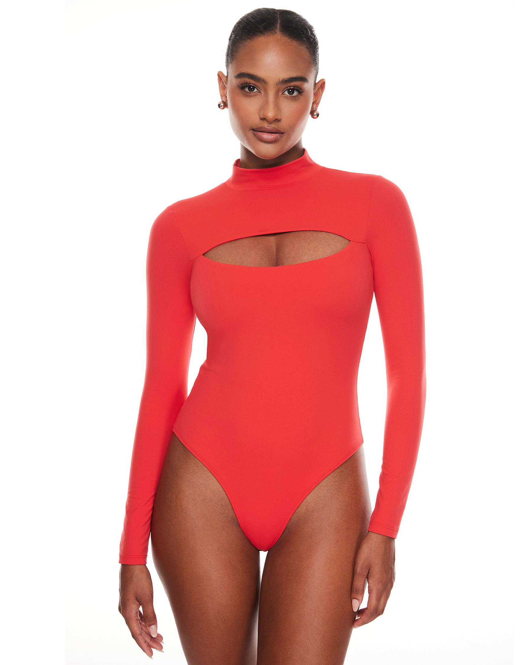 Natrelax™ Long Sleeve Turtleneck Cut Out Bodysuits