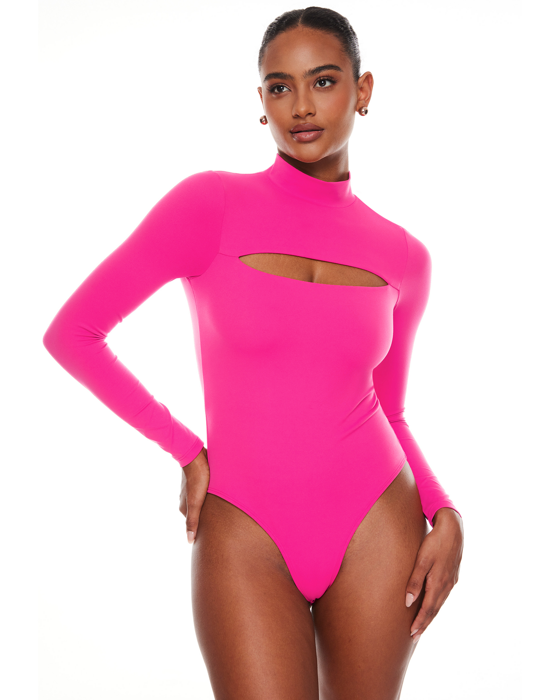 Natrelax™ Long Sleeve Turtleneck Cut Out Bodysuits