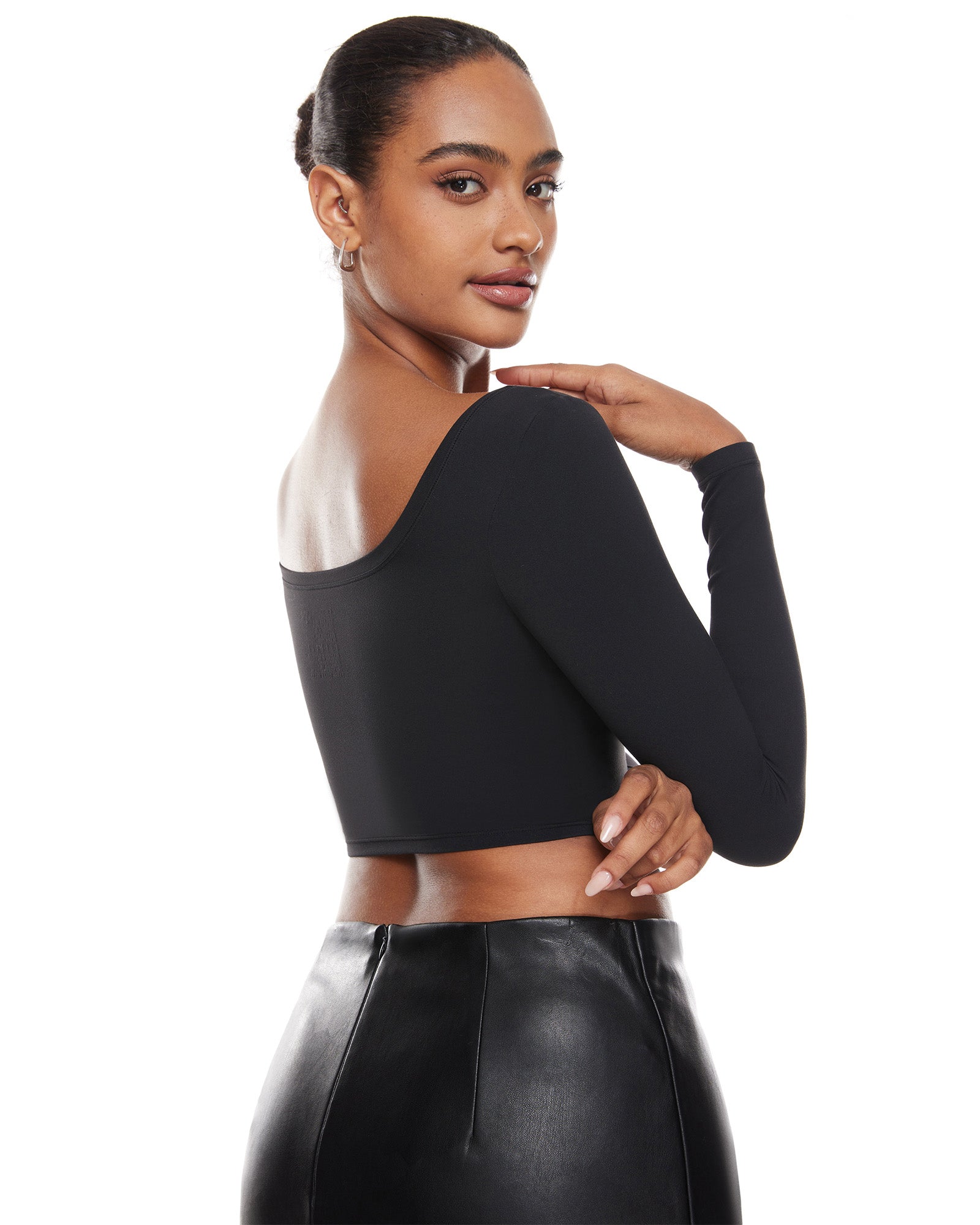 Natrelax™ Square Neck Long Sleeve Crop Top