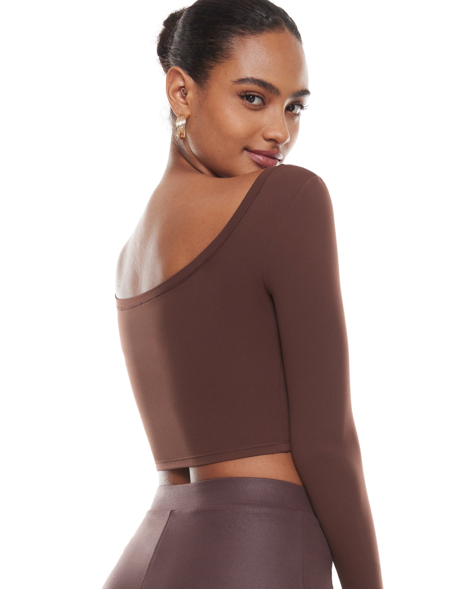 Natrelax™ Square Neck Long Sleeve Crop Top