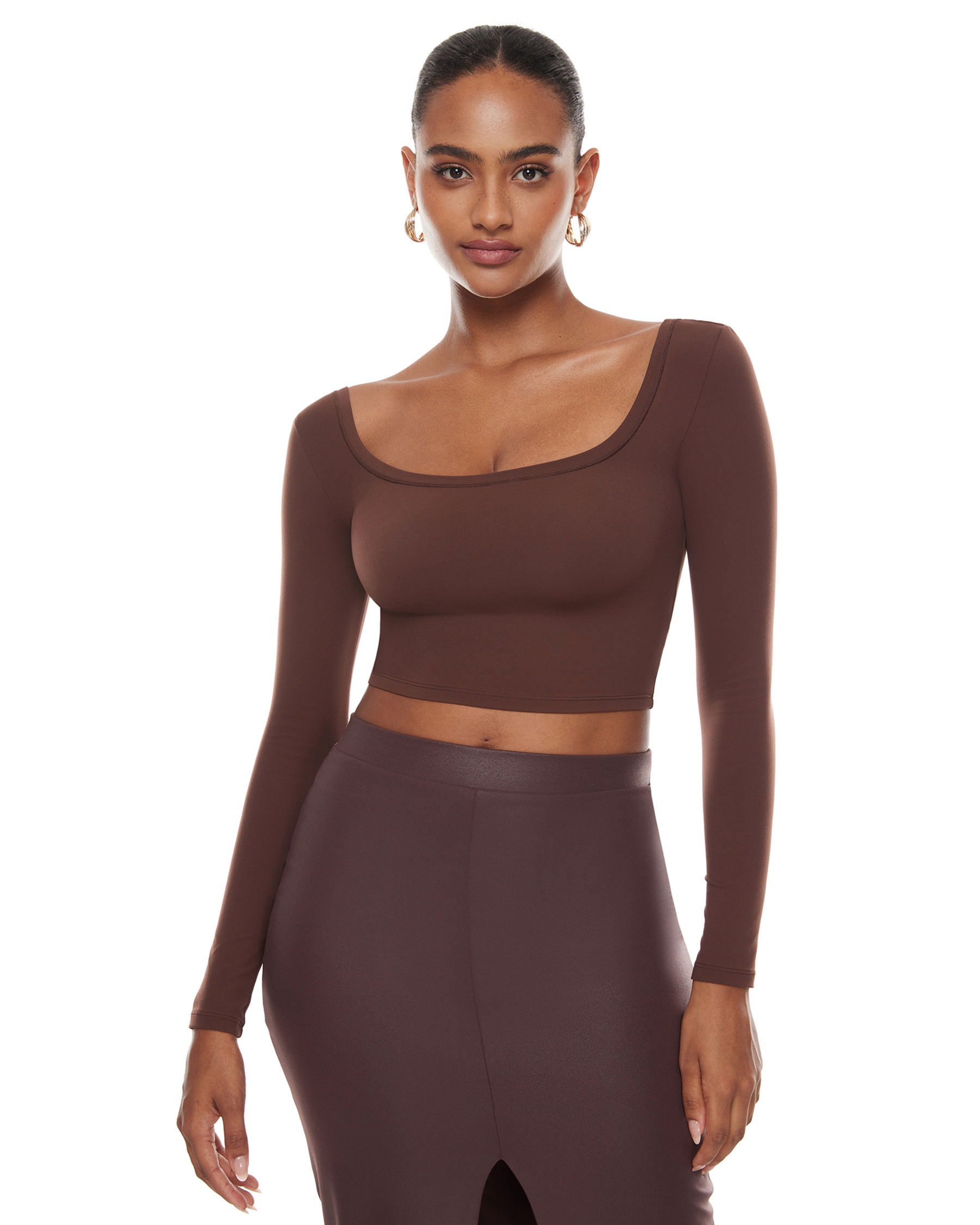 Natrelax™ Square Neck Long Sleeve Crop Top
