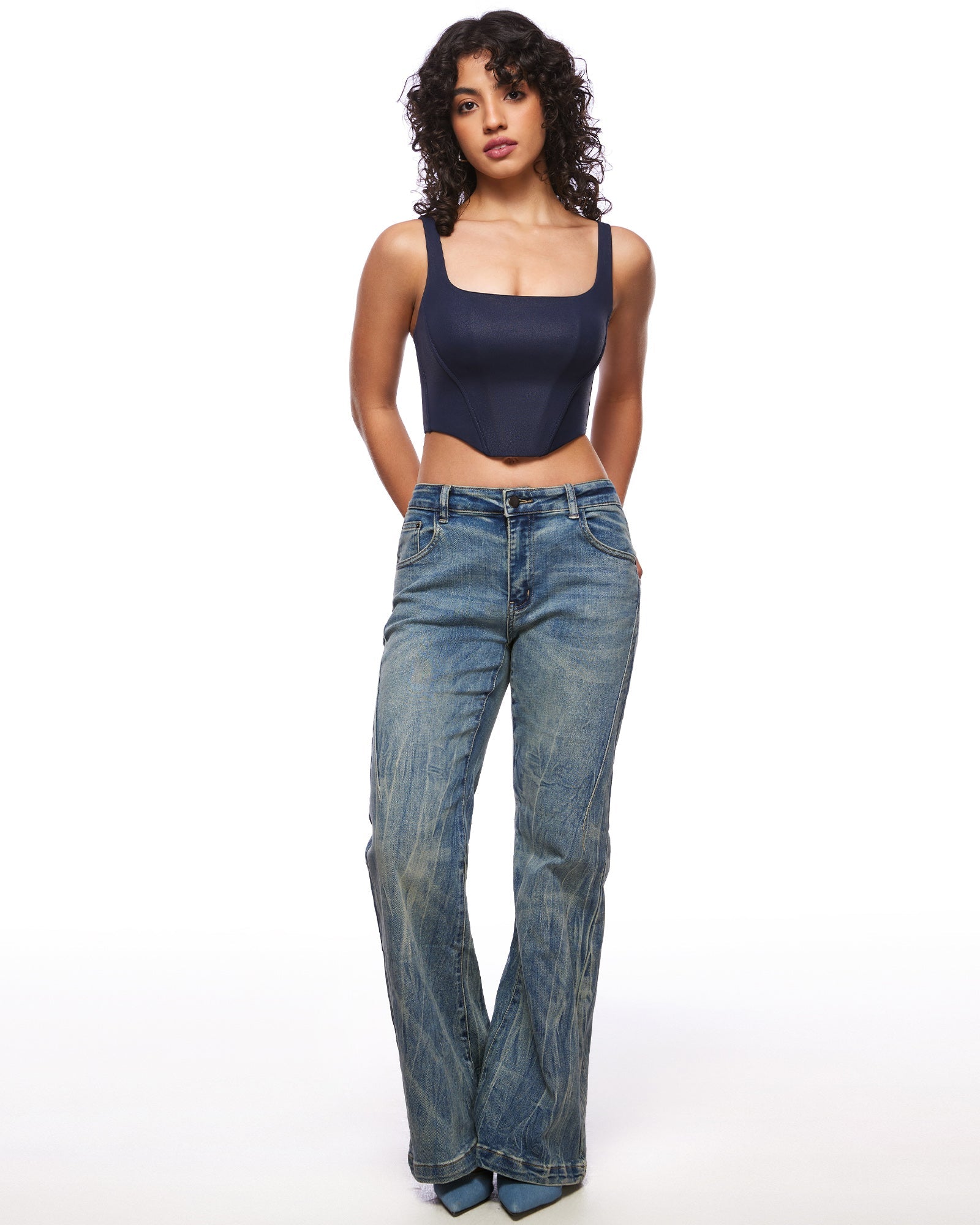 Natrelax™ Matte Faux Leather Crop Top