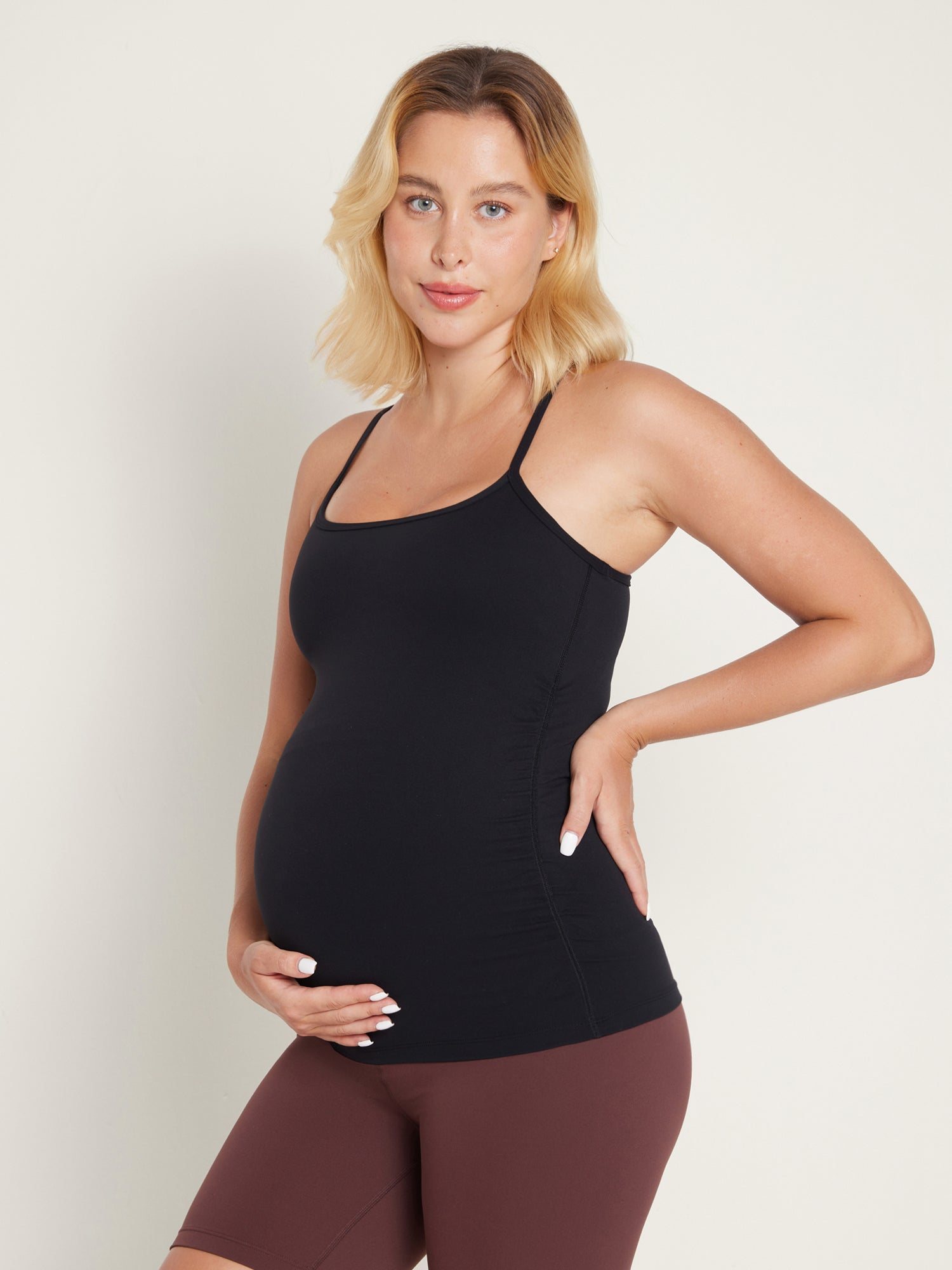 Y Back Maternity Tank - Ruched Sides
