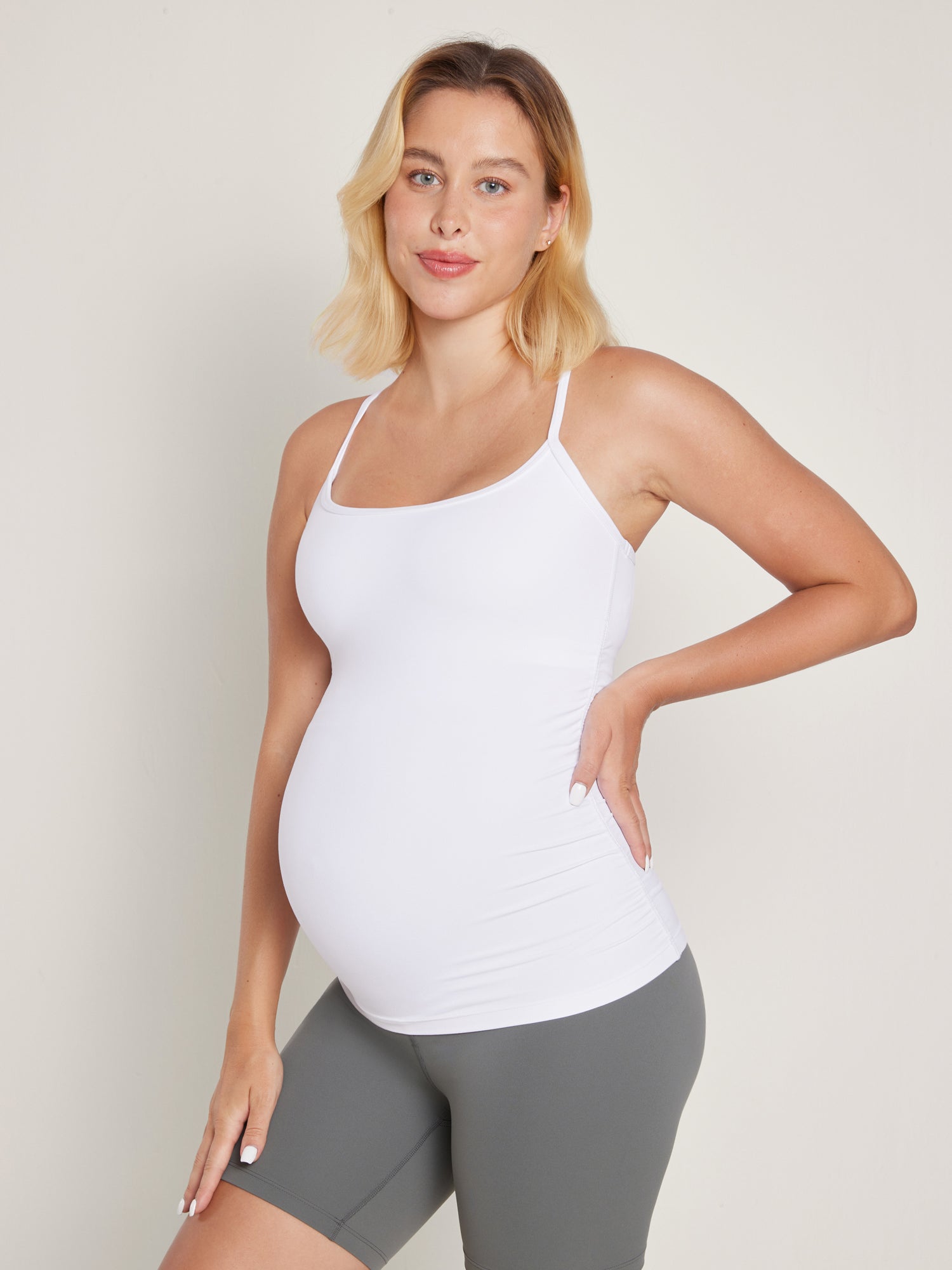 Y Back Maternity Tank - Ruched Sides