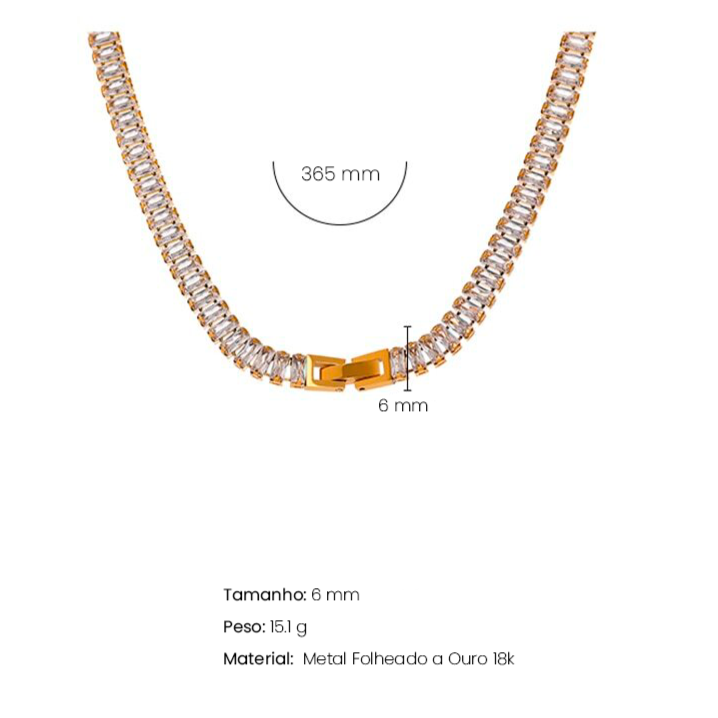 Colar Riviera Folheado a Ouro com Zircônia