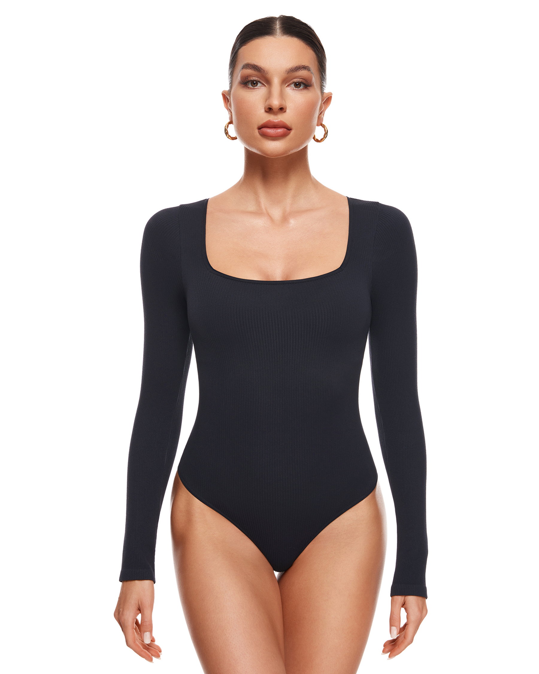 Ribbed Long Sleeve Scoop Neck Bodysuit