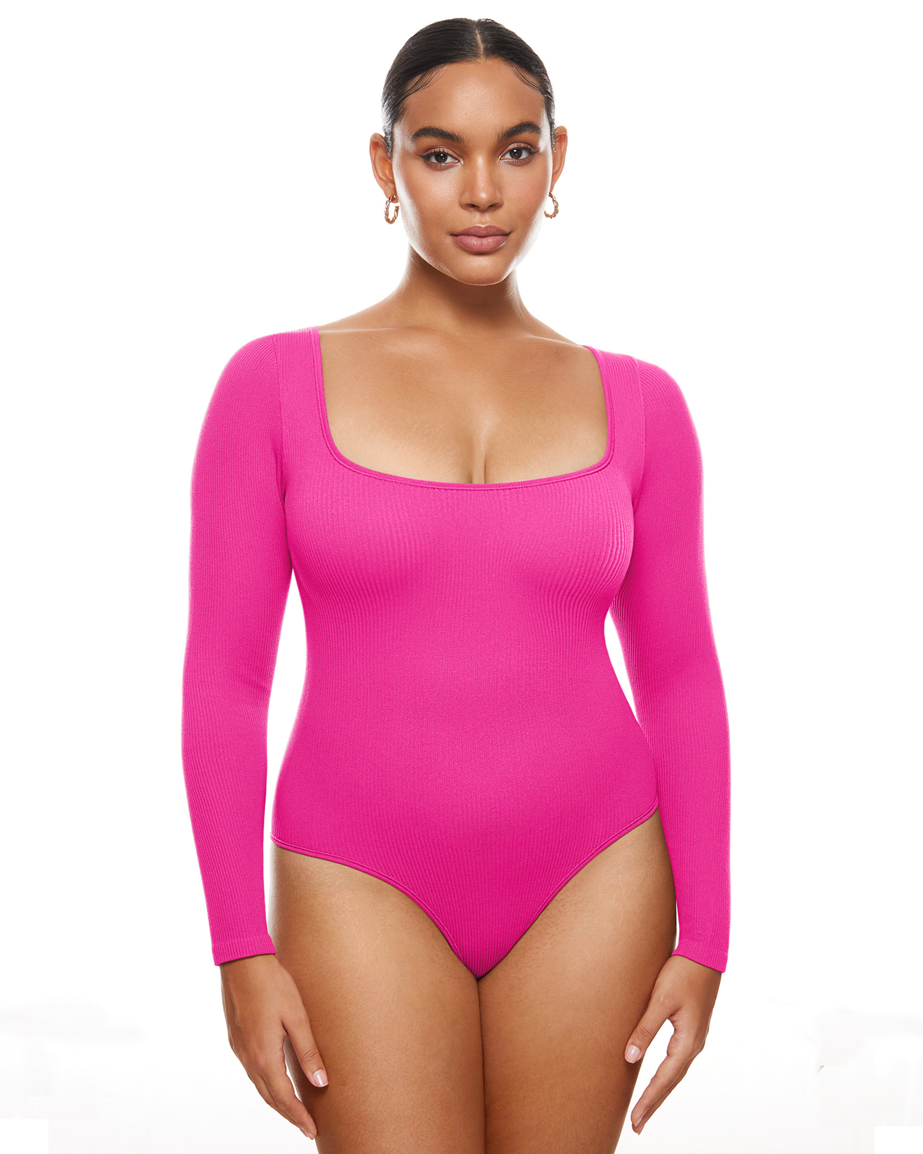 Ribbed Long Sleeve Scoop Neck Bodysuit