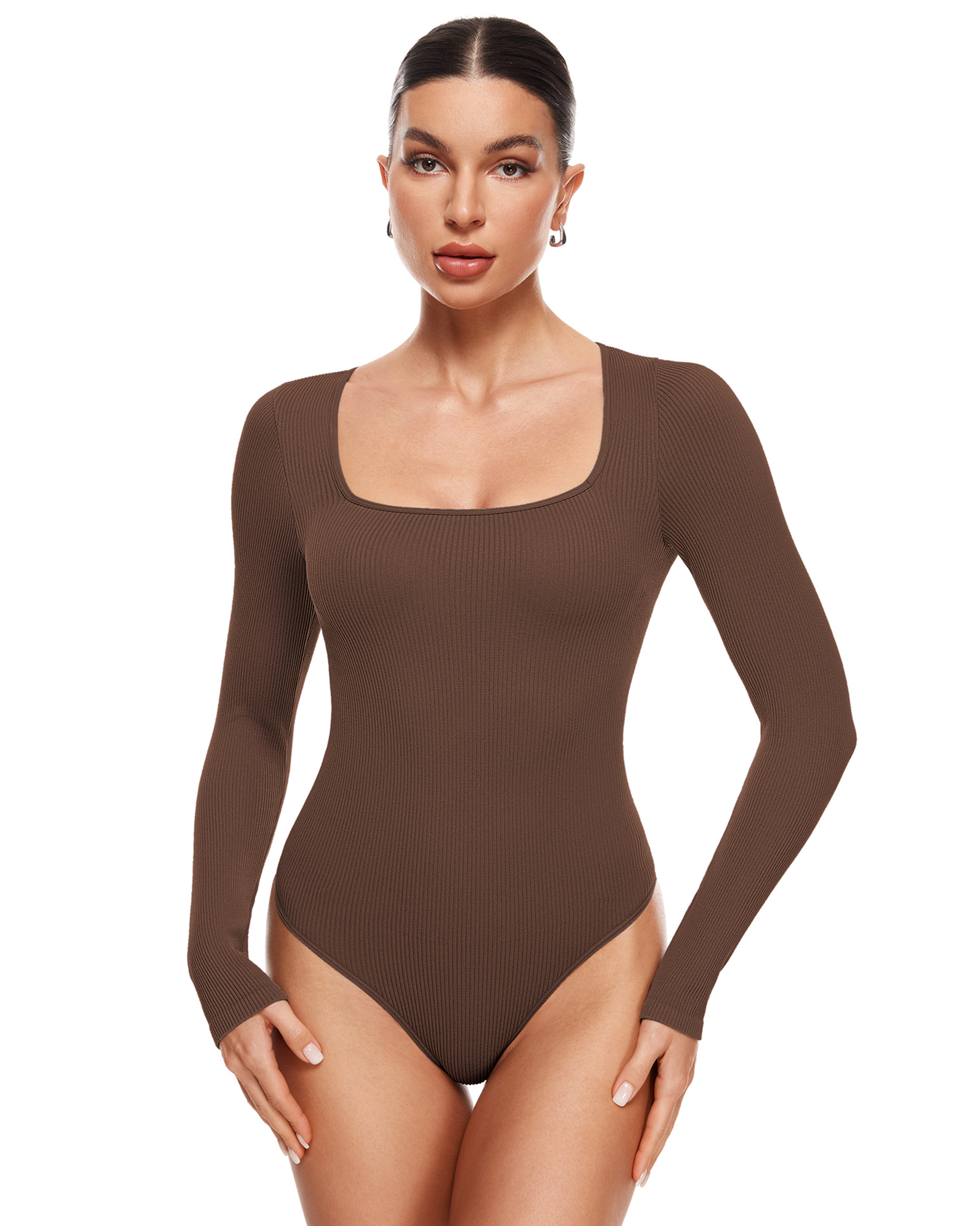 Ribbed Long Sleeve Scoop Neck Bodysuit