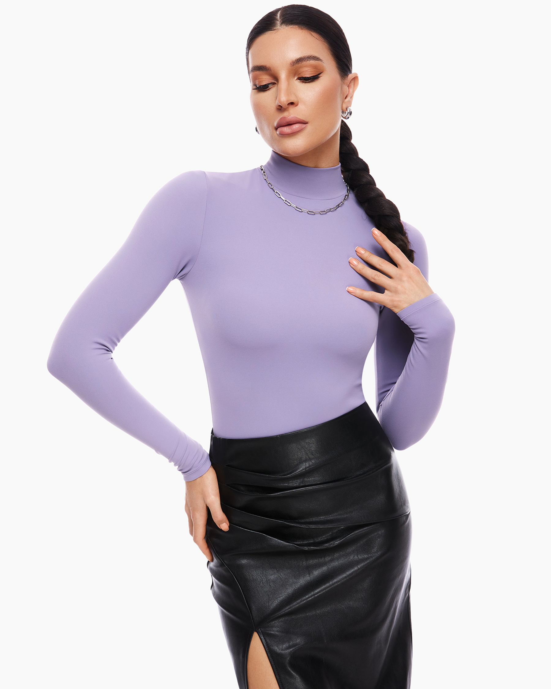 Natrelax™ Mock Neck Long Sleeve Bodysuit