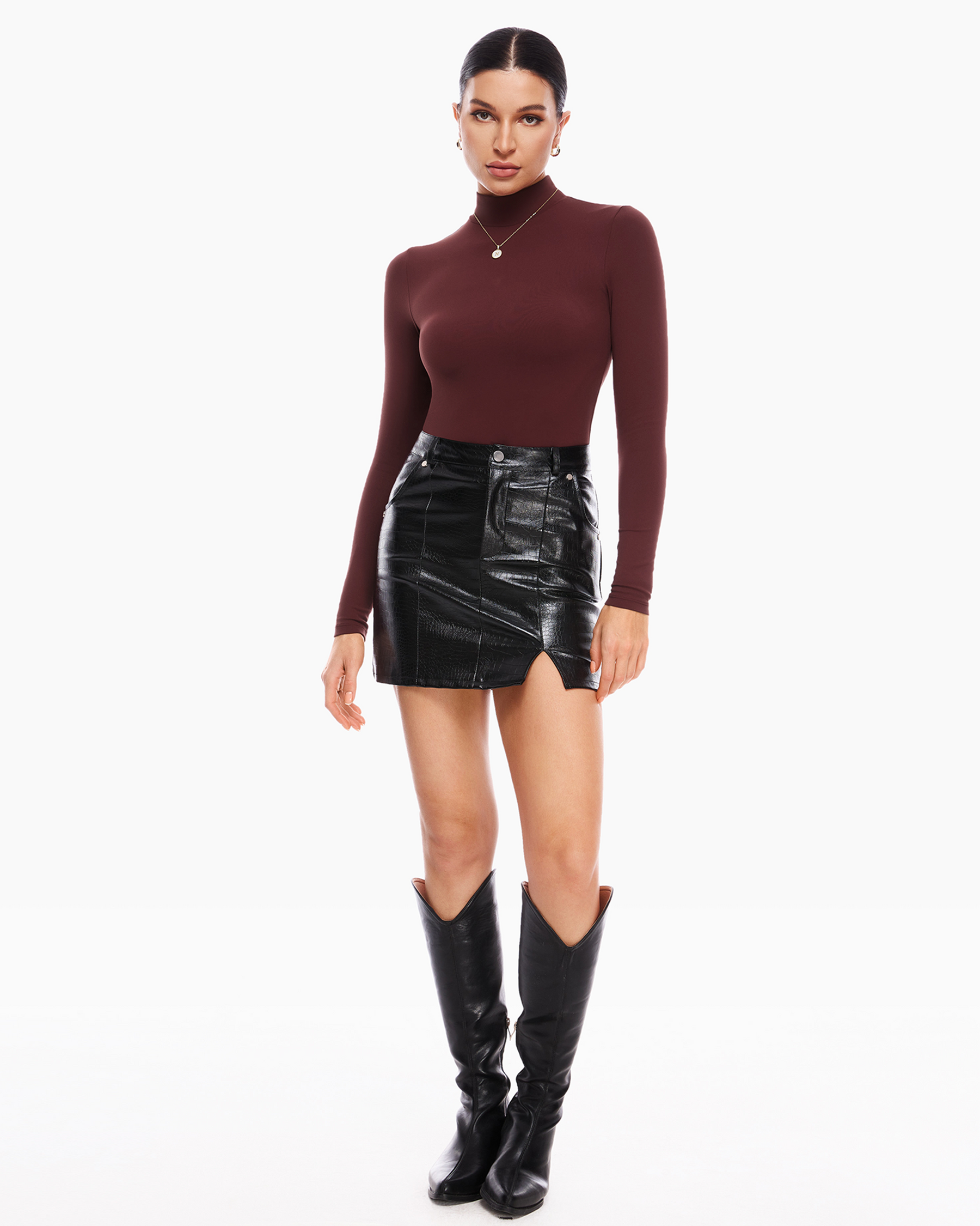 Natrelax™ Mock Neck Long Sleeve Bodysuit