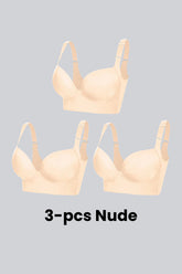 Woobilly Full-Coverage Smooth Back Bra for Women 3 Pcs Beige