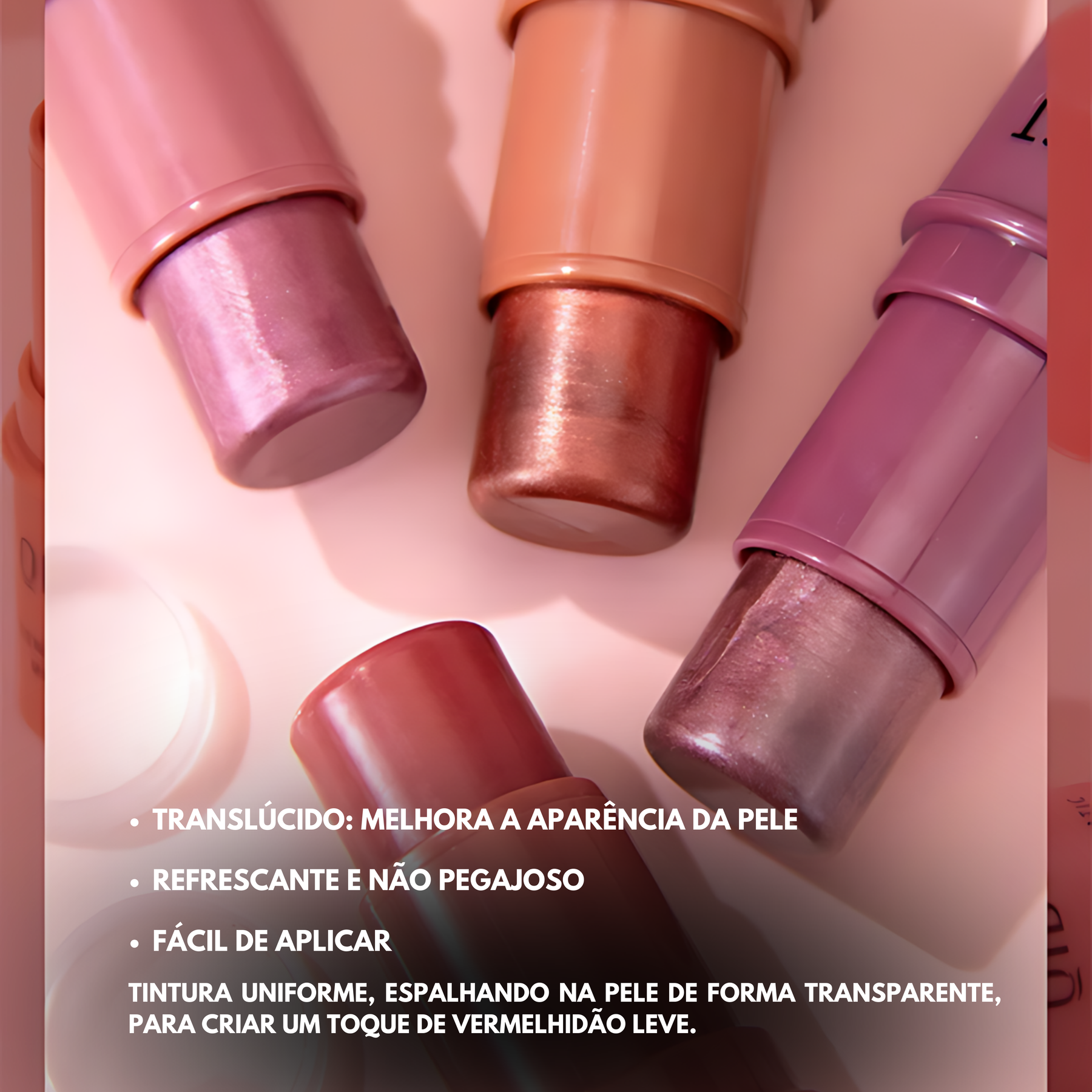Bastão 3 em 1: Batom, Blush e Sombra