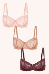 3 Pack Sexy Lace Balconette Bra