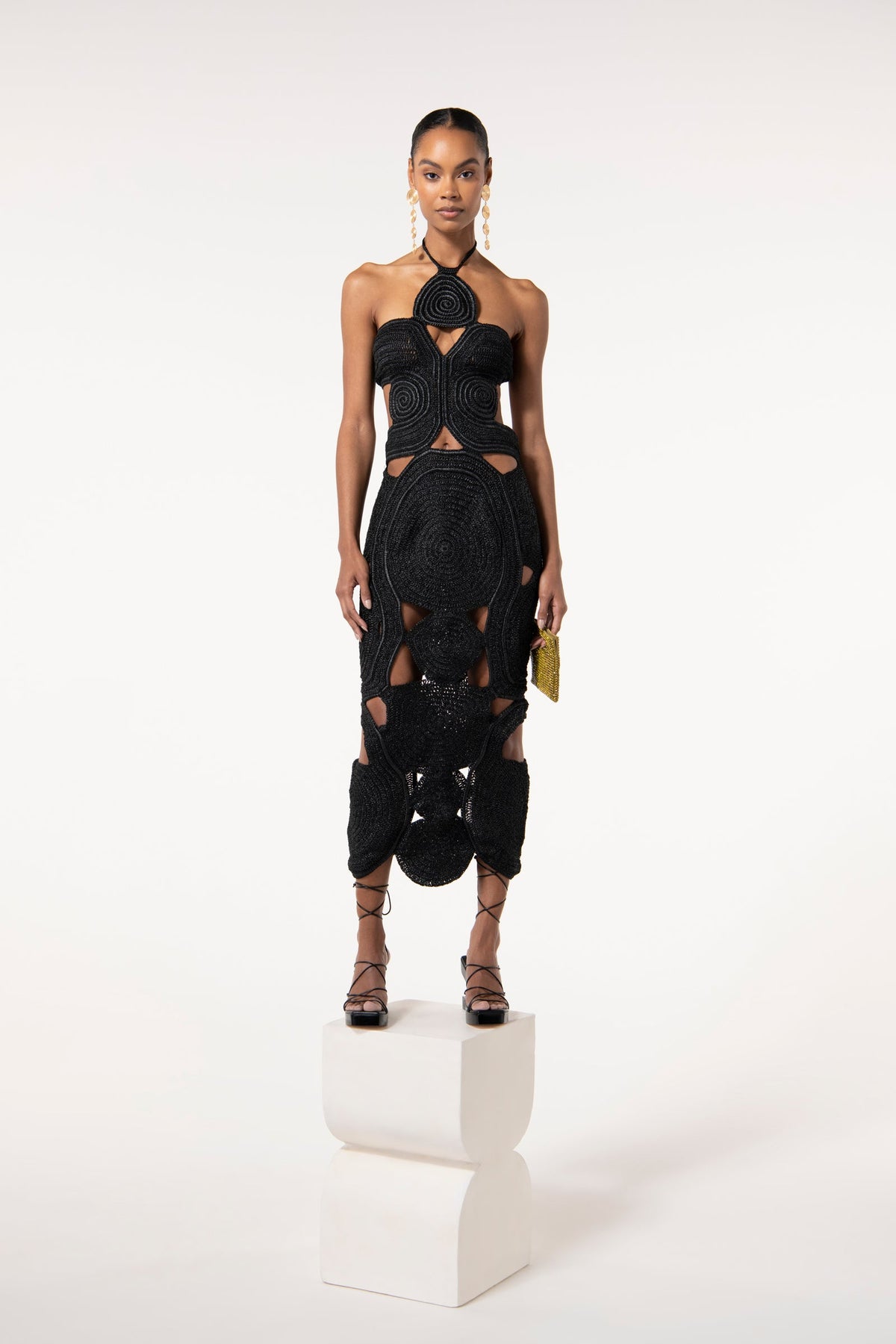 SHENAZ CROCHET DRESS - BLACK