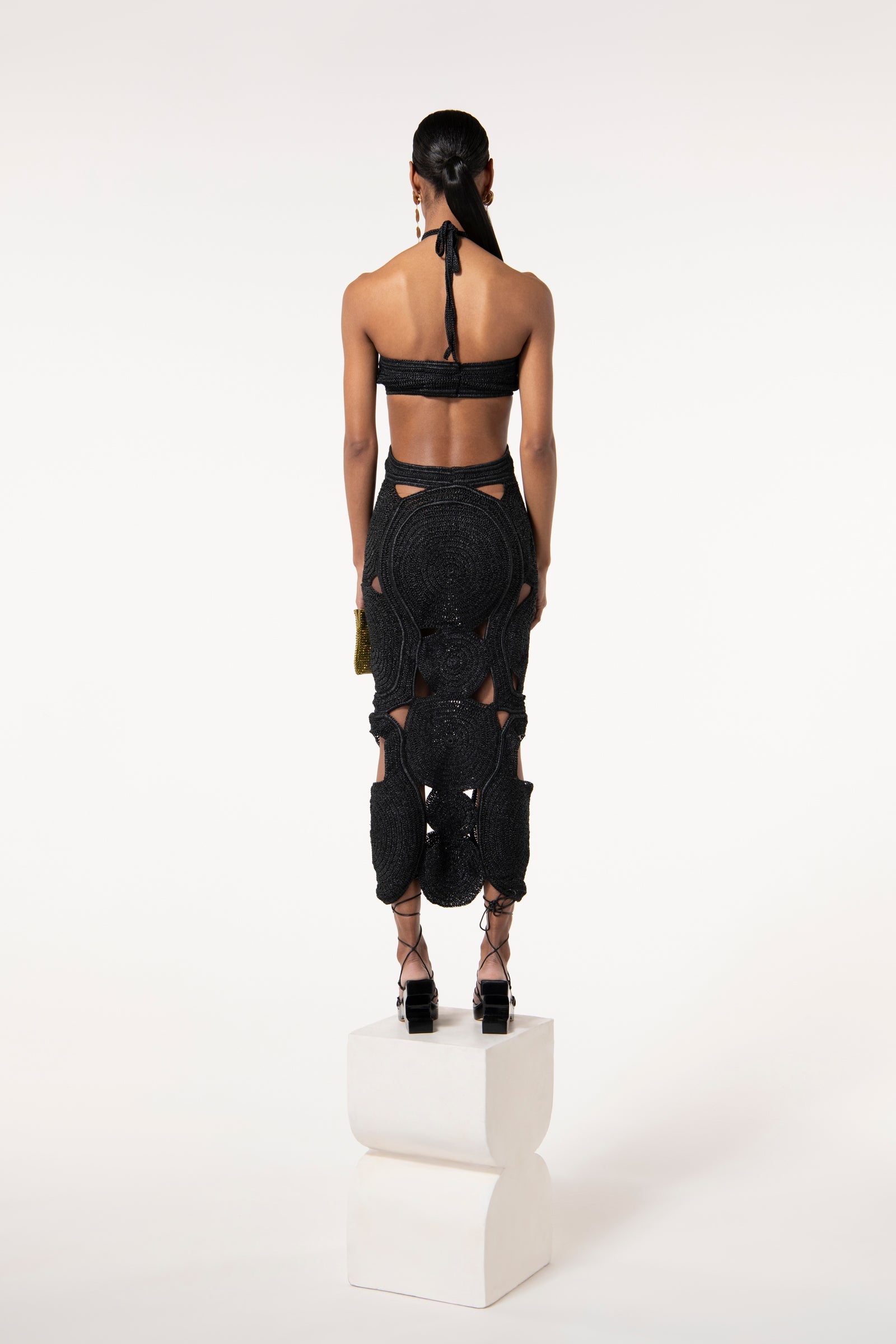 SHENAZ CROCHET DRESS - BLACK