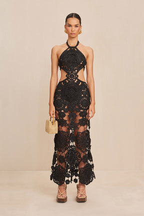 ACCALIA CROCHET GOWN - BLACK