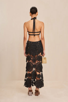ACCALIA CROCHET GOWN - BLACK