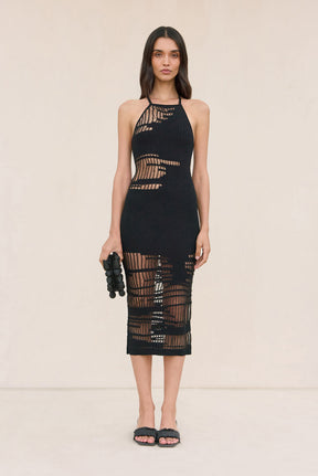 NODIN KNIT COVERUP DRESS - BLACK