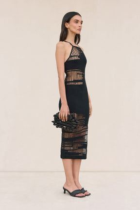 NODIN KNIT COVERUP DRESS - BLACK