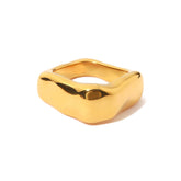 Anel Assimétrico Banhado a Ouro 18k