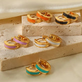 Brinco de Argola Colorido Banhado a Ouro 18k