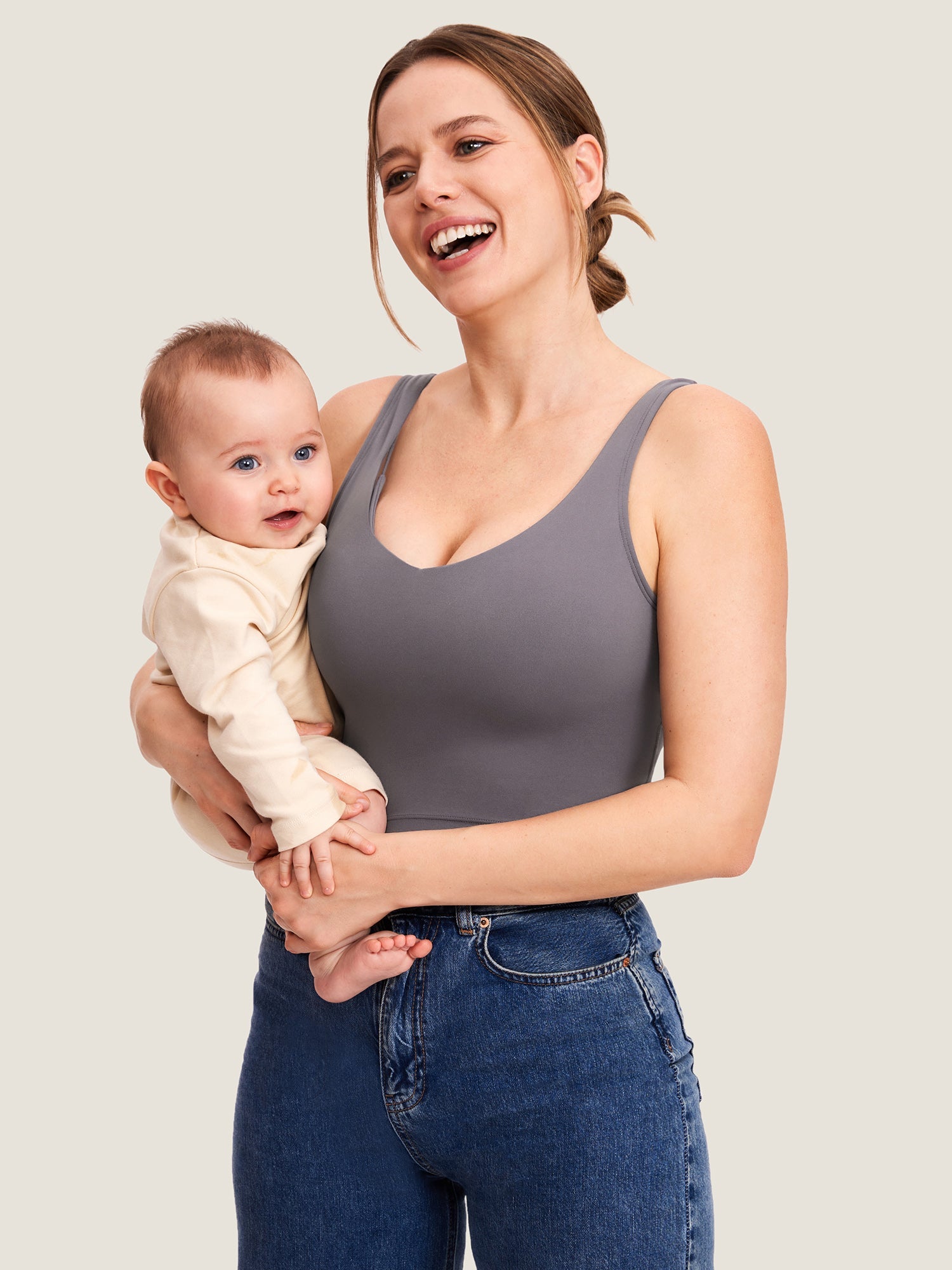 V Neck Nursing Crop Tank Top