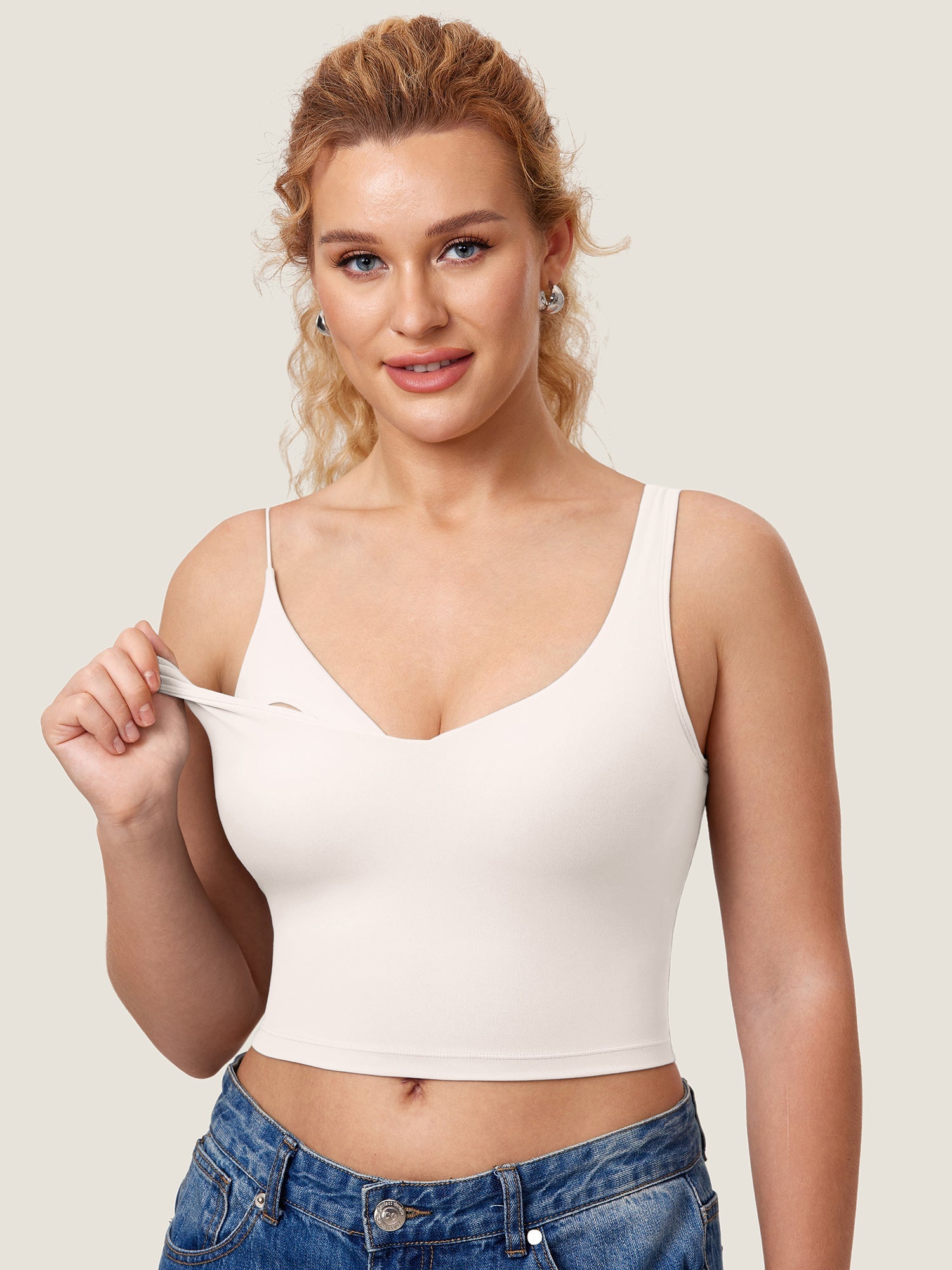 V Neck Nursing Crop Tank Top