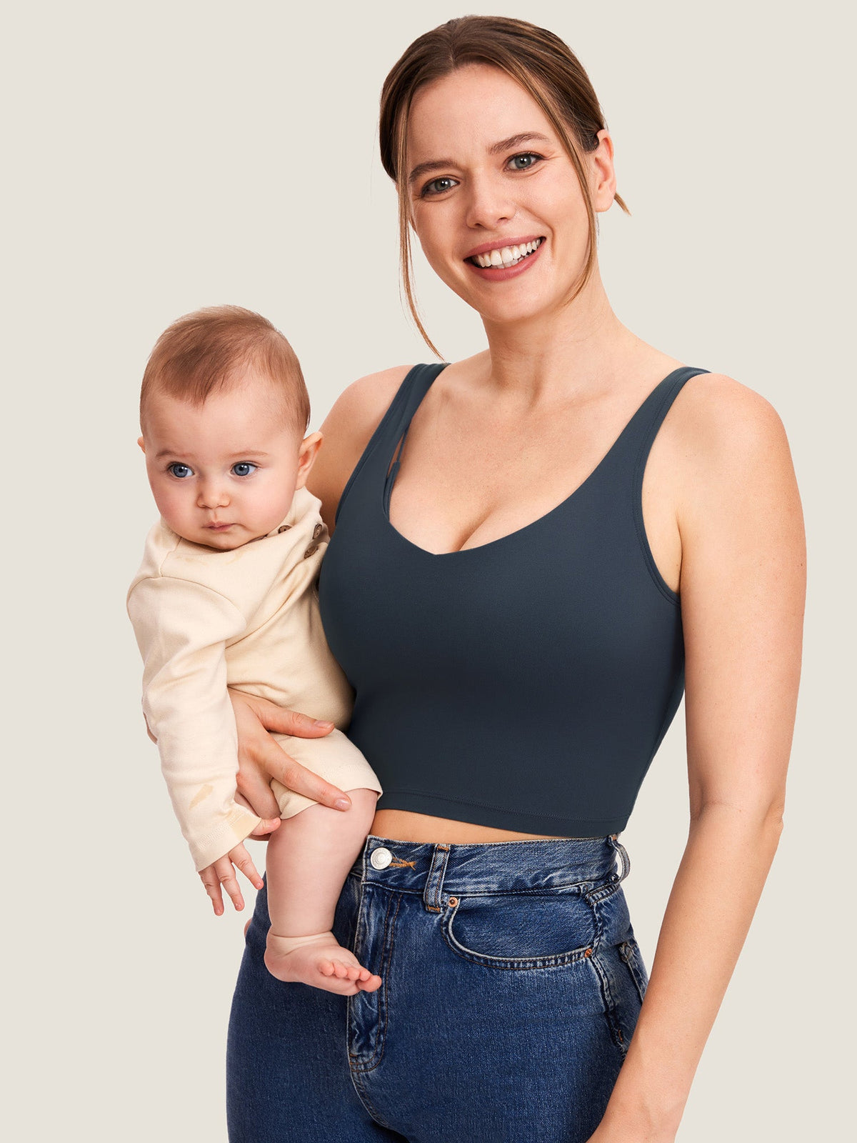 V Neck Nursing Crop Tank Top