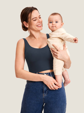 V Neck Nursing Crop Tank Top