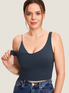 V Neck Nursing Crop Tank Top
