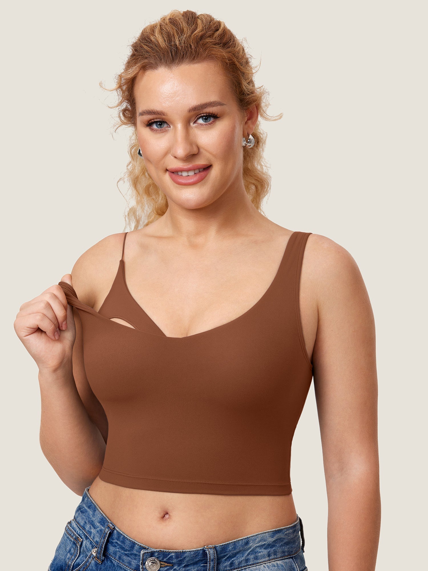 V Neck Nursing Crop Tank Top