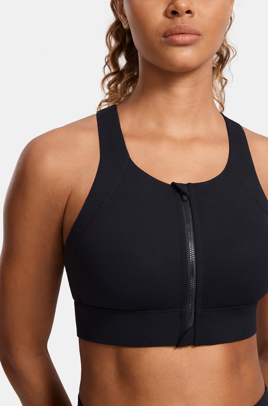 Zip Front Cross Back Sports Bra