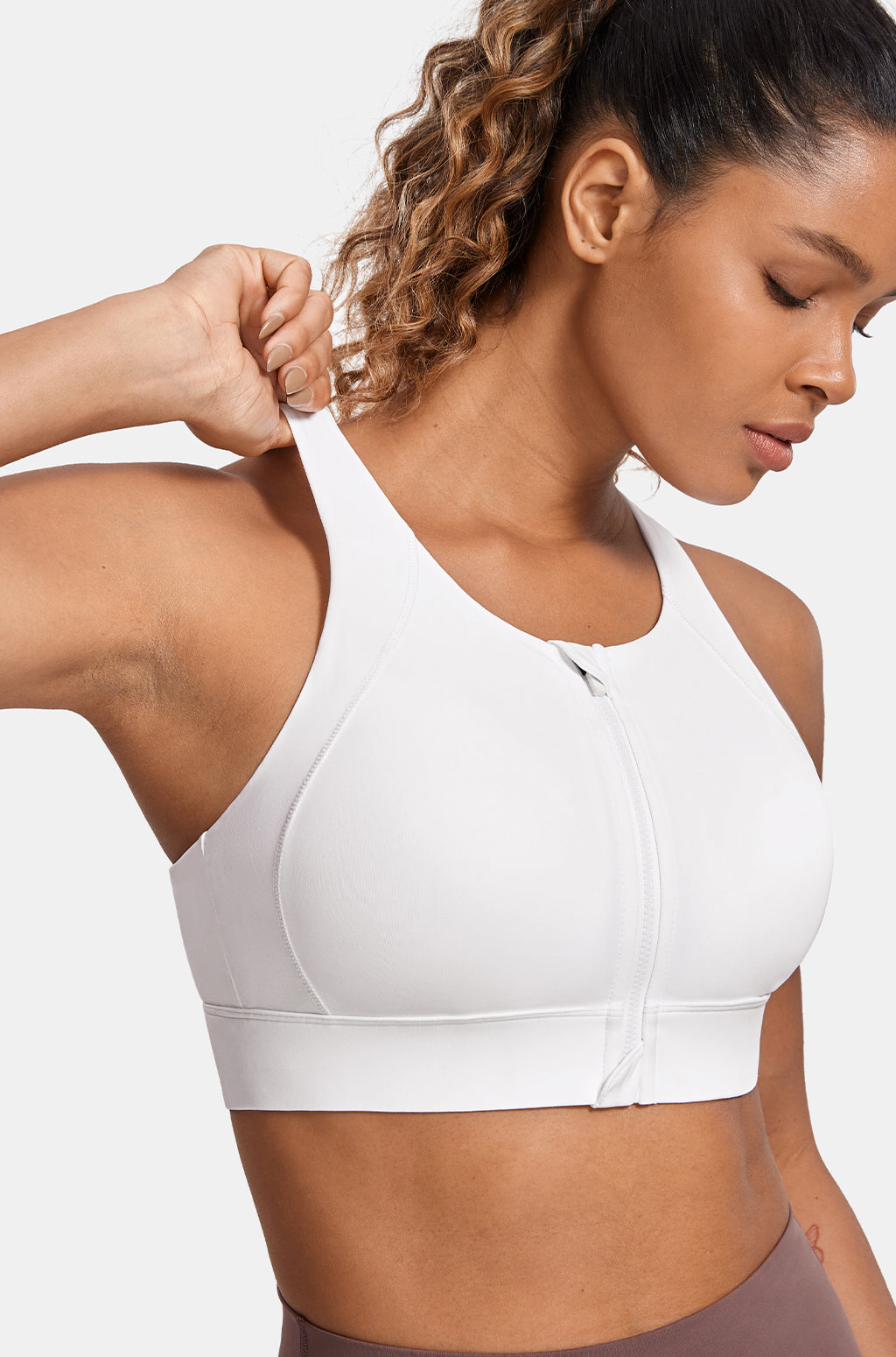 Zip Front Cross Back Sports Bra