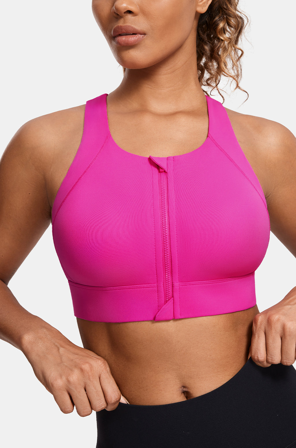 Zip Front Cross Back Sports Bra