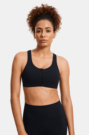Zip Front Racerback Sports Bra