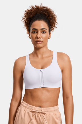 Zip Front Racerback Sports Bra