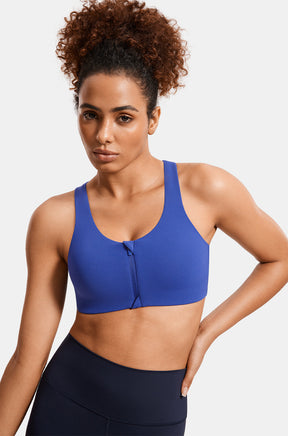 Zip Front Racerback Sports Bra