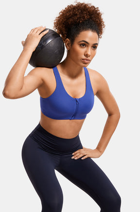 Zip Front Racerback Sports Bra