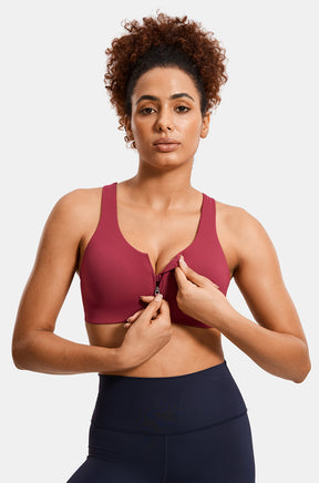 Zip Front Racerback Sports Bra