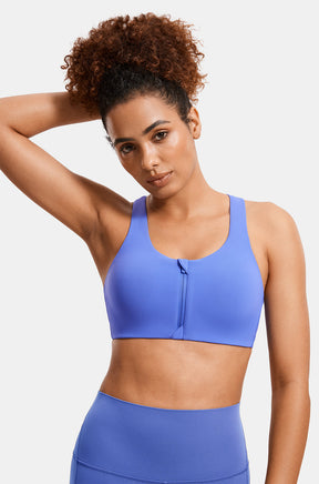 Zip Front Racerback Sports Bra