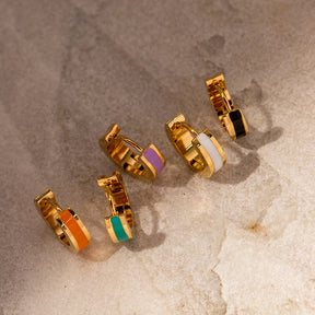 Brinco de Argola Colorido Banhado a Ouro 18k