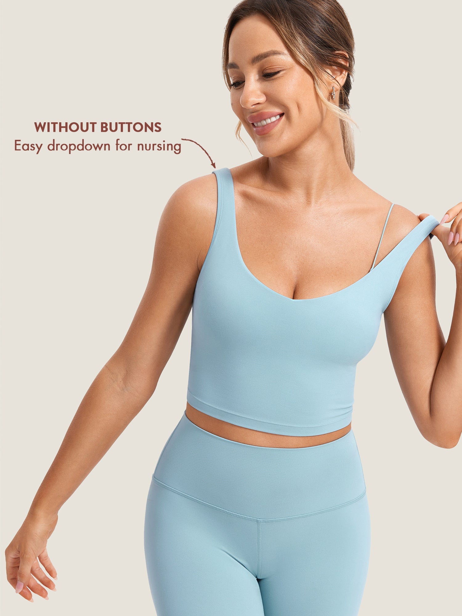V Neck Nursing Crop Tank Top